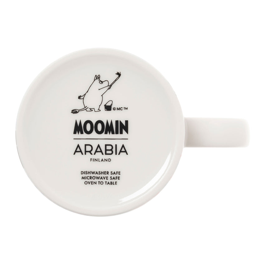Moomin Arabia Simple Joys mug 2026 featuring Moomintroll, Snufkin and Moomin characters